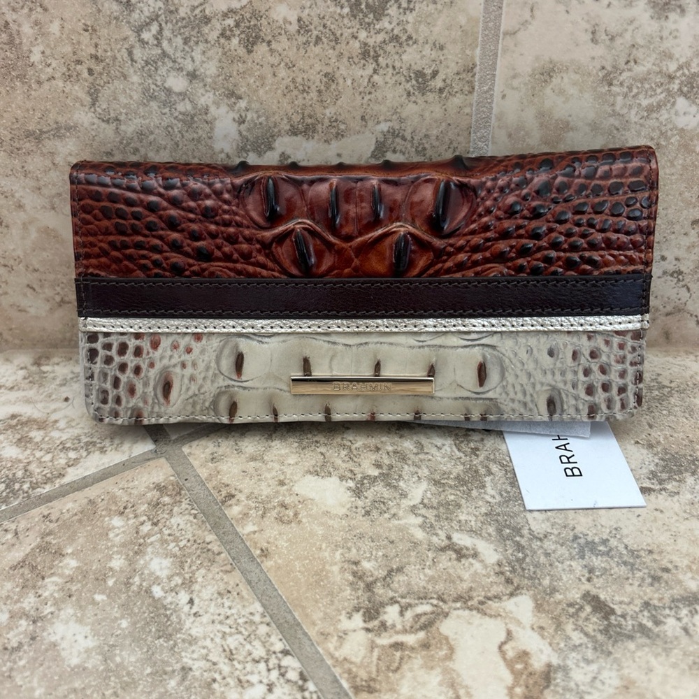 NWT Brahmin Savino Carlsen Leather Ady Wallet Pecan